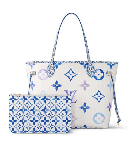 louis vuitton neverfull blue and white|louis vuitton neverfull with zipper.